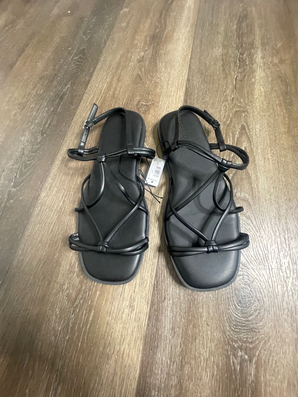 torrid Black Strappy Square-Toe Flat Sandals size 13